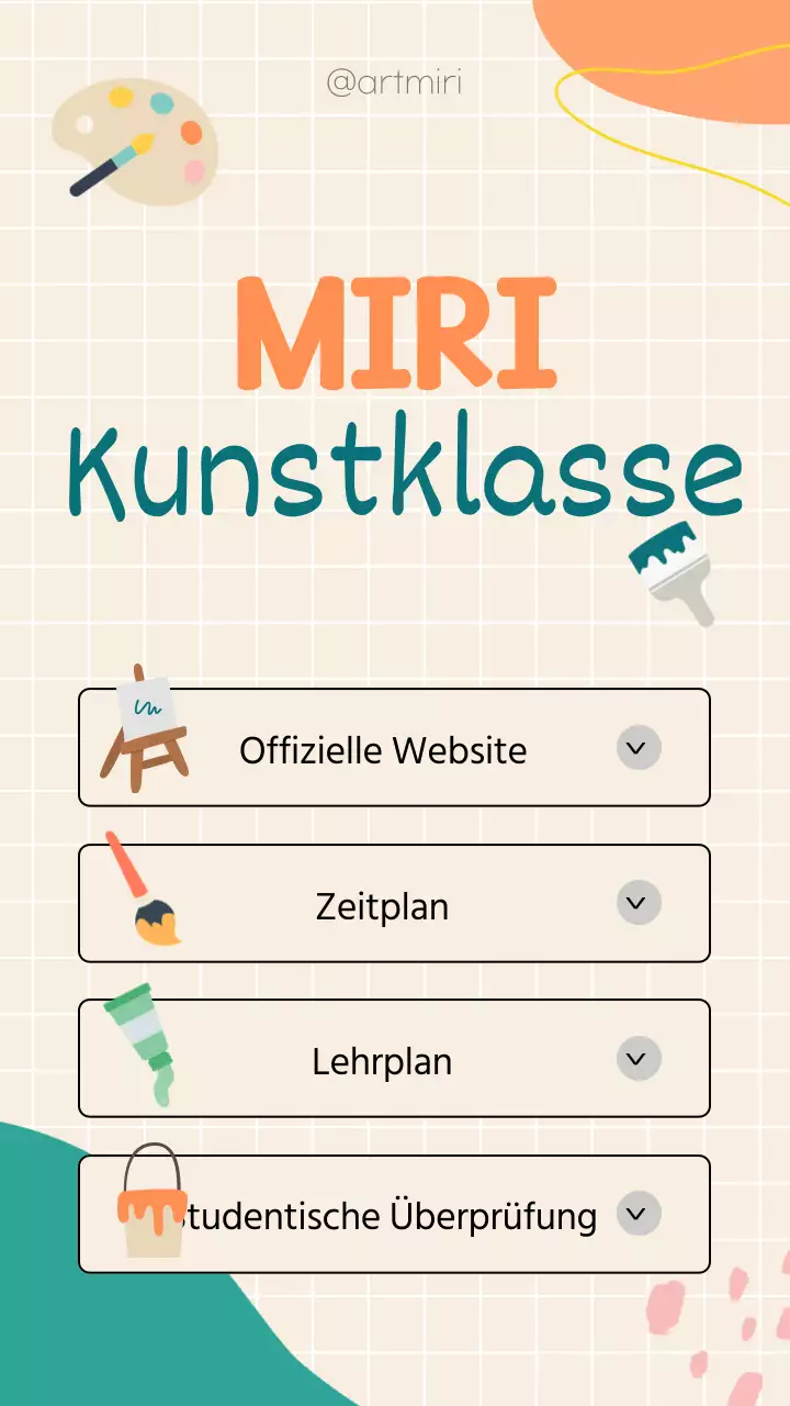 Elfenbein-orange-grün Kunstschule linknotes