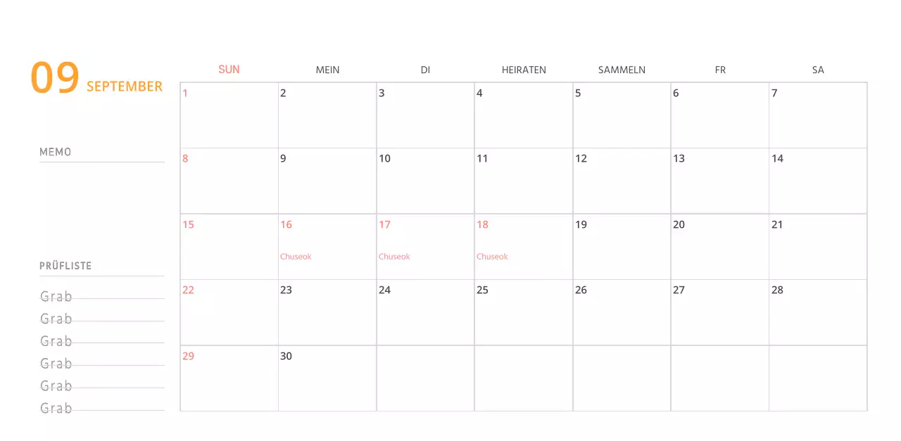 Niedlich illustrierter grüner Tischkalender mit Familienthemen