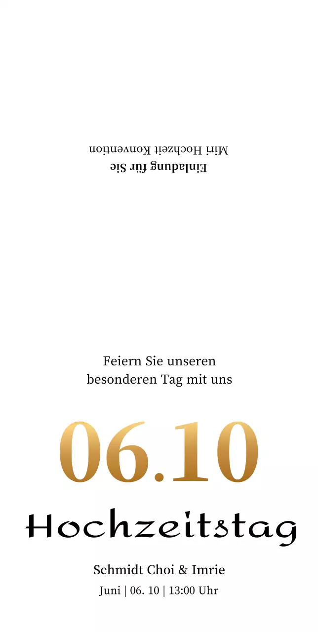 Einfache Hochzeitseinladungen in Weiß und Gold