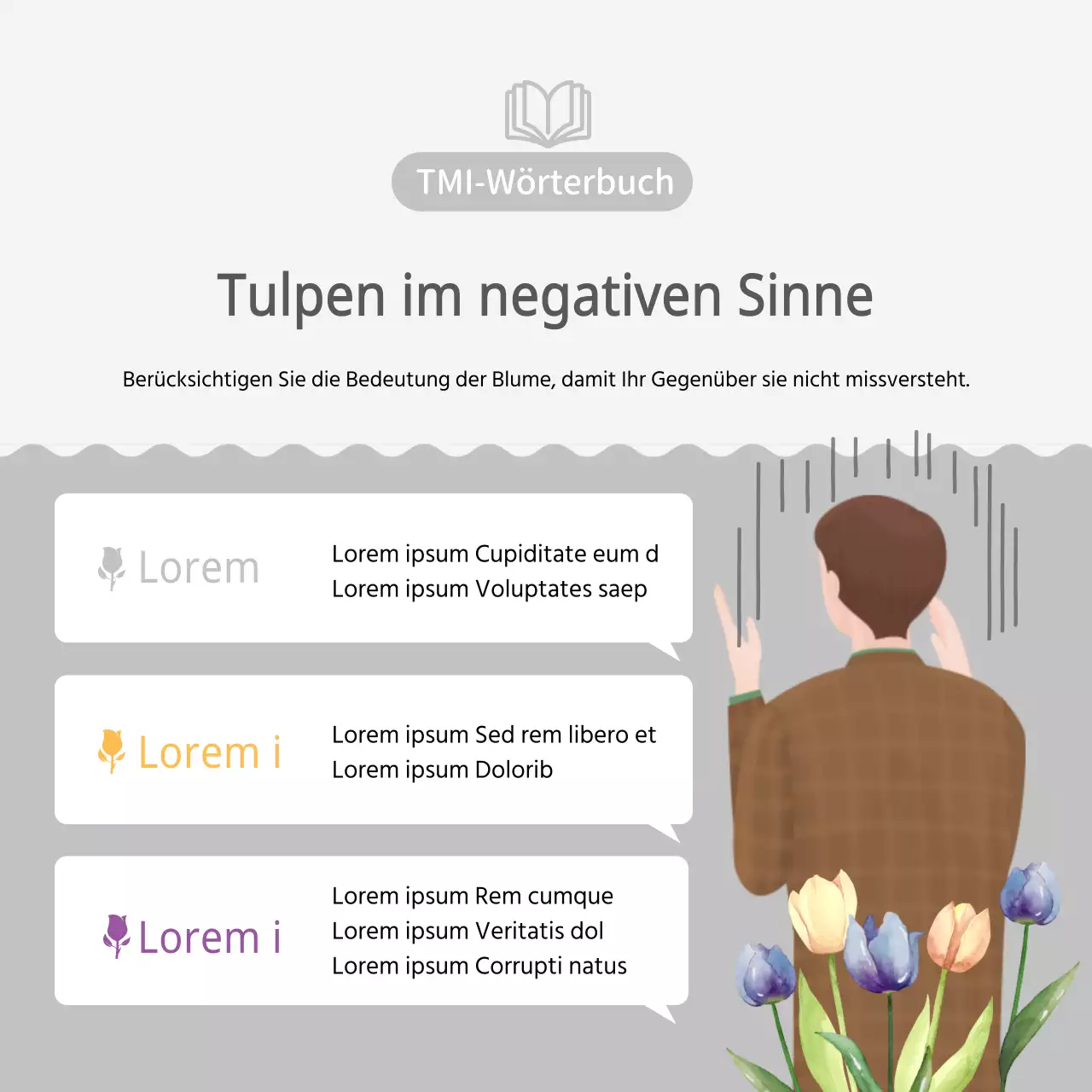 Tulpenblumensprache TMI mit rosa Illustrationen