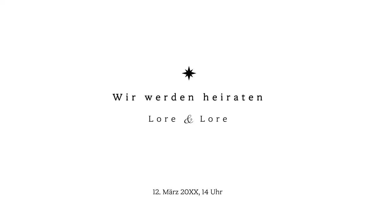 Hochzeitsworte mit einem Starburst-Konzept