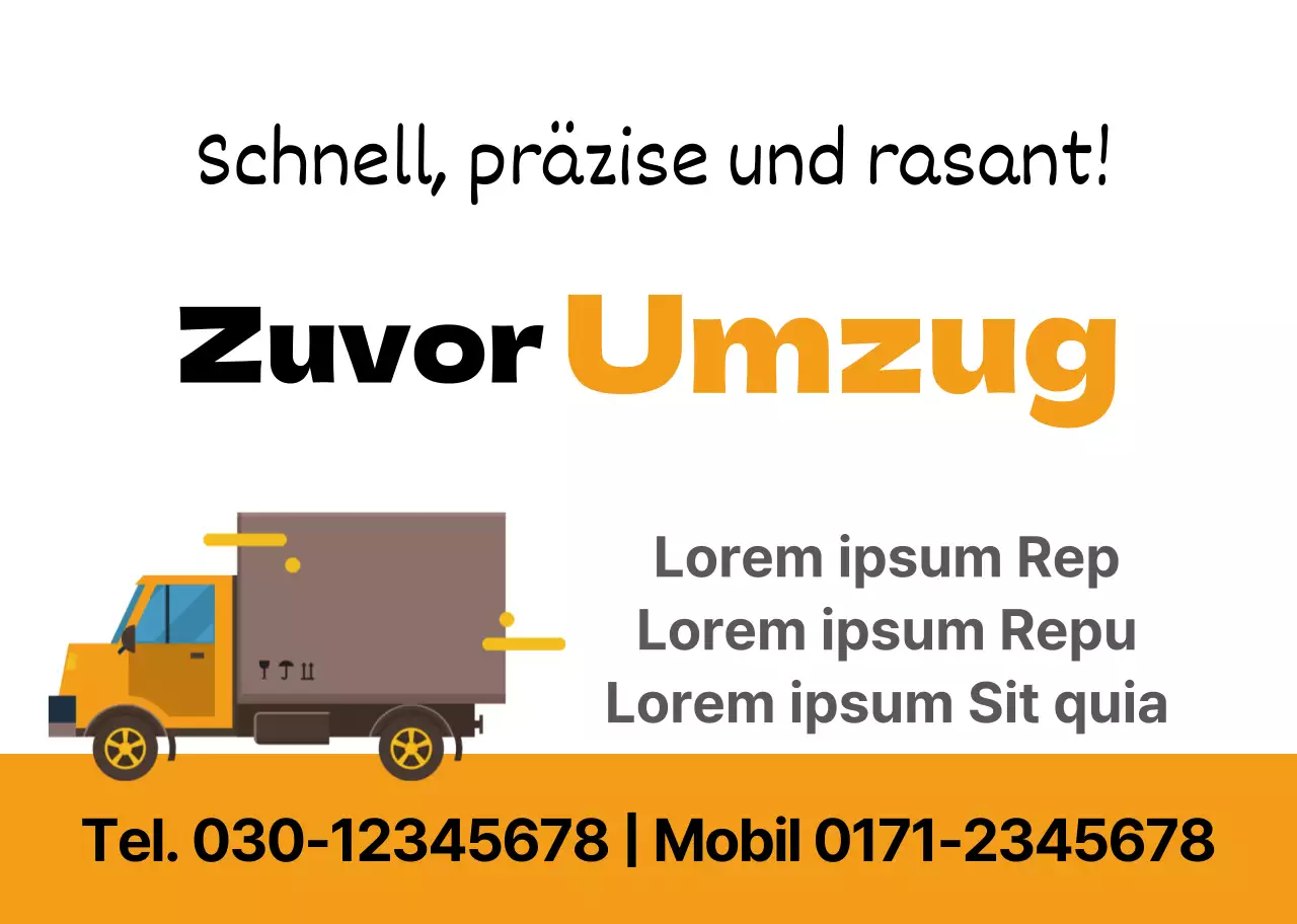 Bewerben Sie Ihr Umzugsunternehmen mit einem orangefarbenen Lkw-Bild