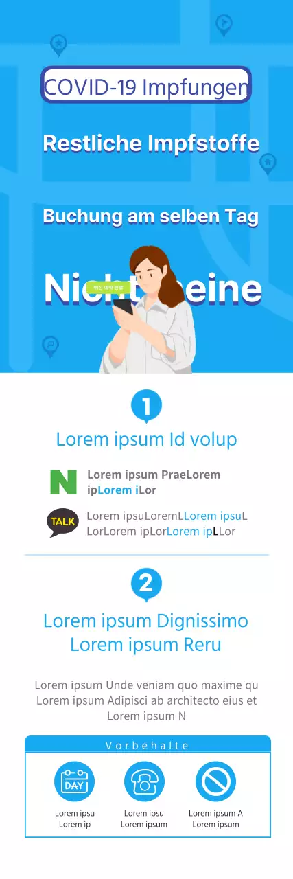 Impfstofftermine am selben Tag im vertrauten blauen, klaren Look