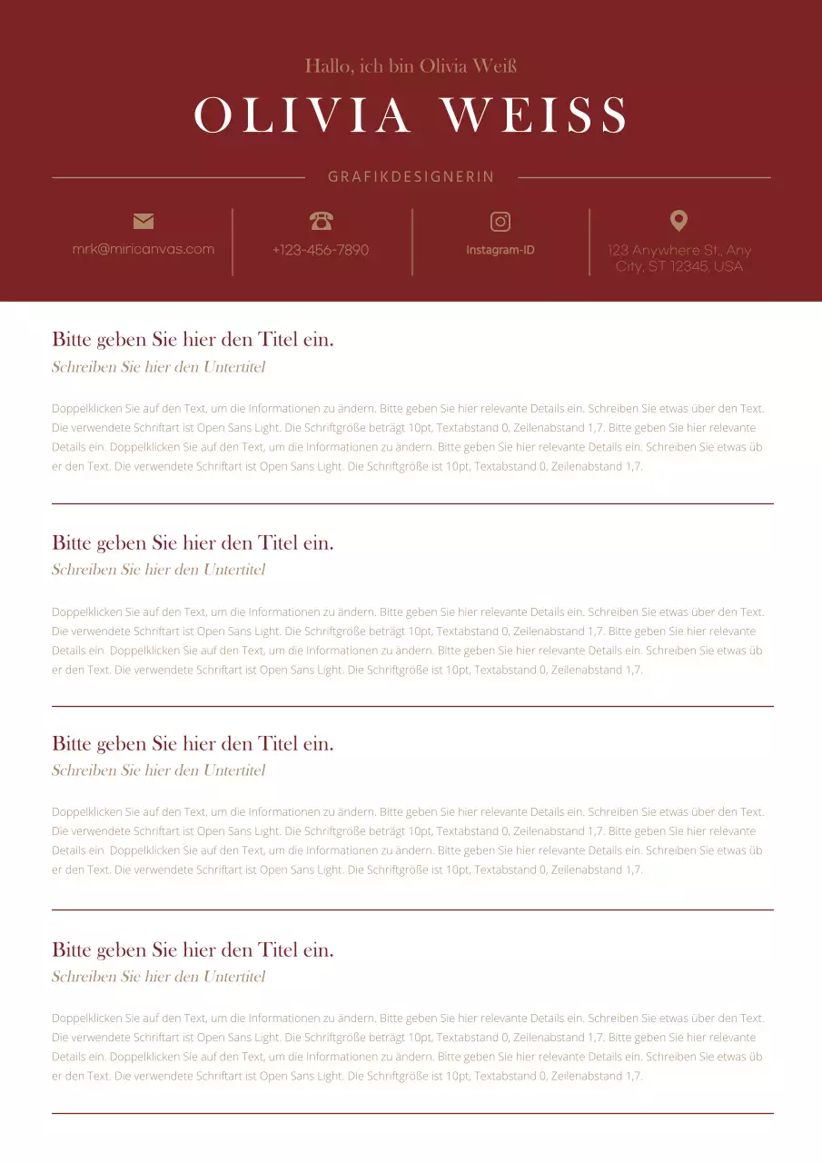 Ein klassisches persönliches Statement in Rotwein und Gold