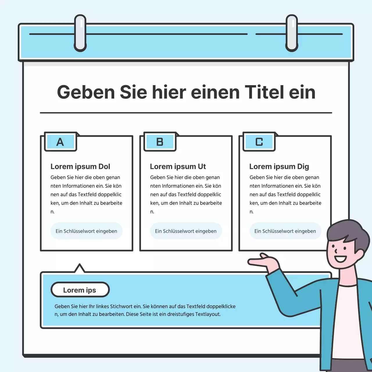 Hellblaues Notenkonzept Hübsche Karte mit niedlichen IllustrationenNews