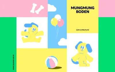 Fördern Sie den Spielplatz Ihres Hundes mit niedlichen Illustrationen und leuchtenden Farben