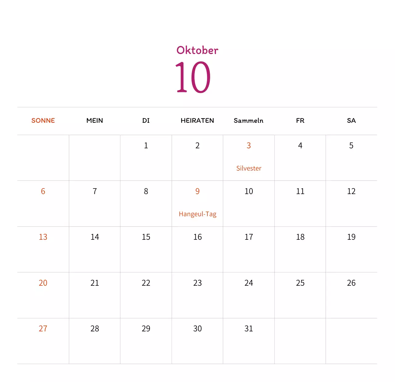 Stempelillustrationen mit einem warmen Konzept