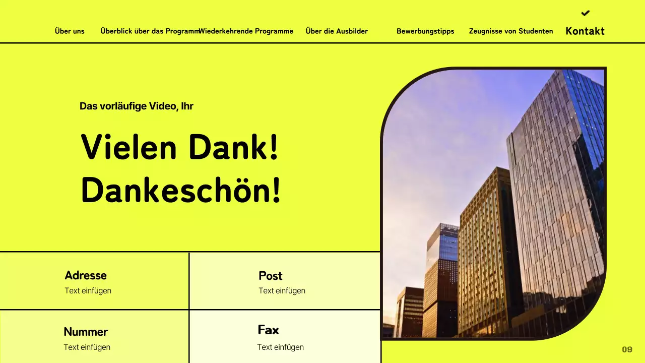 Werbung für die Filmhochschule mit einem künstlerischen Konzept auf gelbem Hintergrund