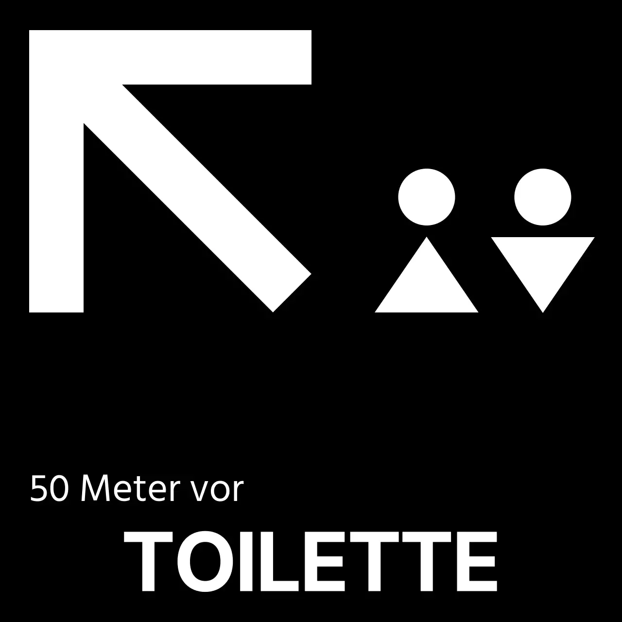 Einfacher schwarz-weißer Stil mit modernen Toilettensymbolen und Textanweisungen