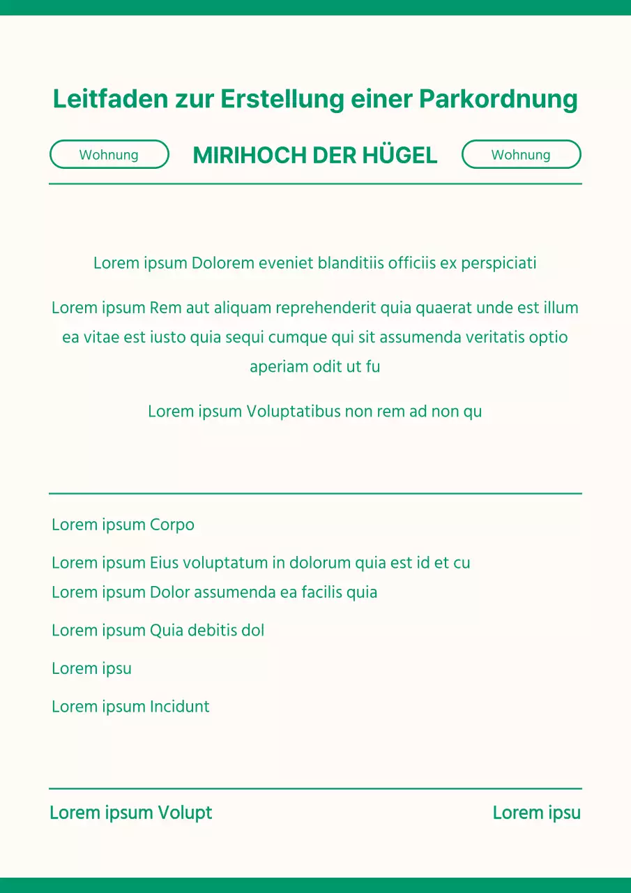 Sauberes Konzept der Parkplatzbeschilderung in hellgelb und grün