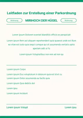 Sauberes Konzept der Parkplatzbeschilderung in hellgelb und grün