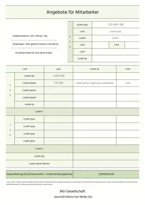 Ein sauberes, lindgrünes Angebot für Servicekräfte