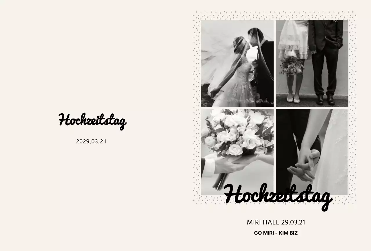 Einfache geviertelte Bilderrahmen Hochzeitseinladung in Beige und Schwarz