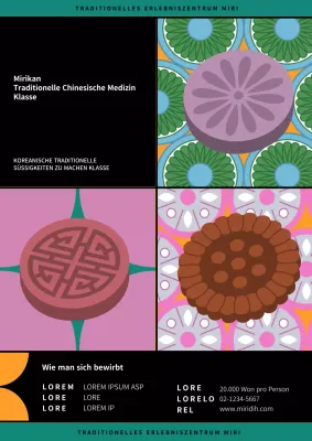 Buntes traditionell gemustertes Kunstwerk Poster Traditionelle koreanische Klasse