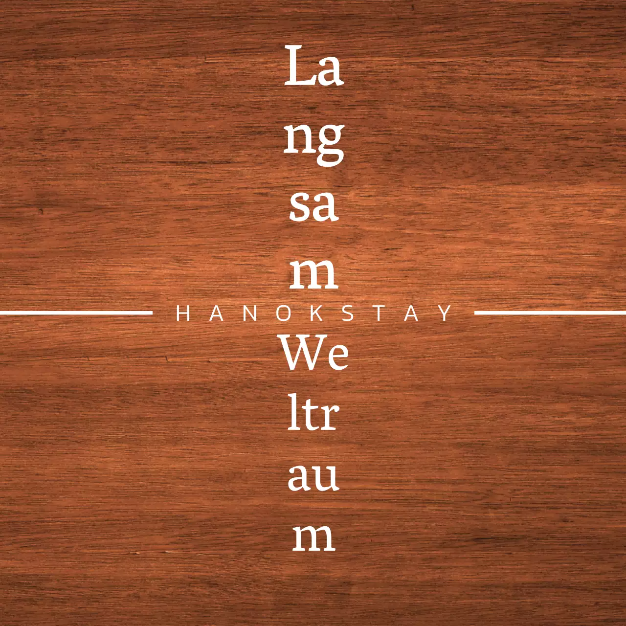 Hanok-Stall-Design mit weißem Dachvorsprung und einem vereinfachten Landschaftslogo