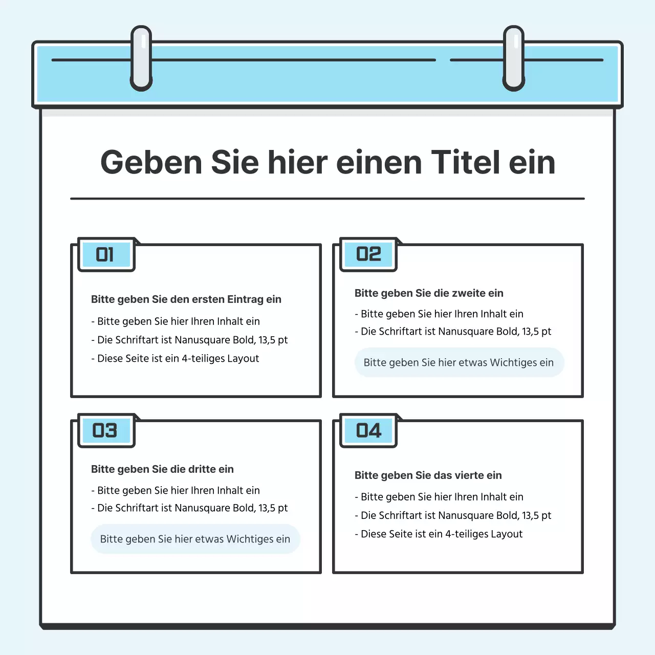 Hellblaues Notenkonzept Hübsche Karte mit niedlichen IllustrationenNews