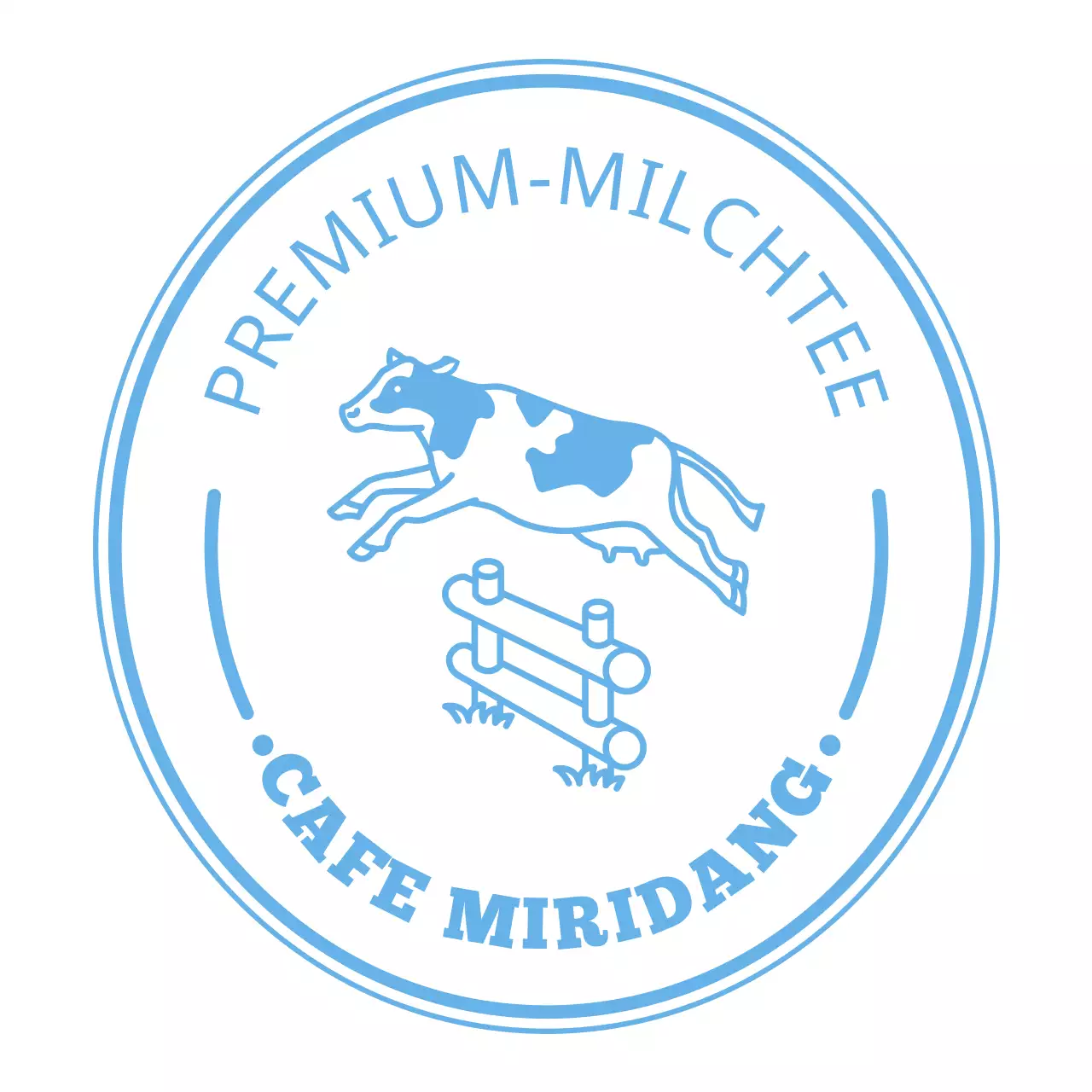 Hellblaues Milk-Ranch-Logo im Vintage-Stil