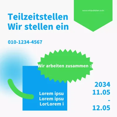 Zweifarbige hellblaue und chartreuse Teilzeitstellenausschreibungen