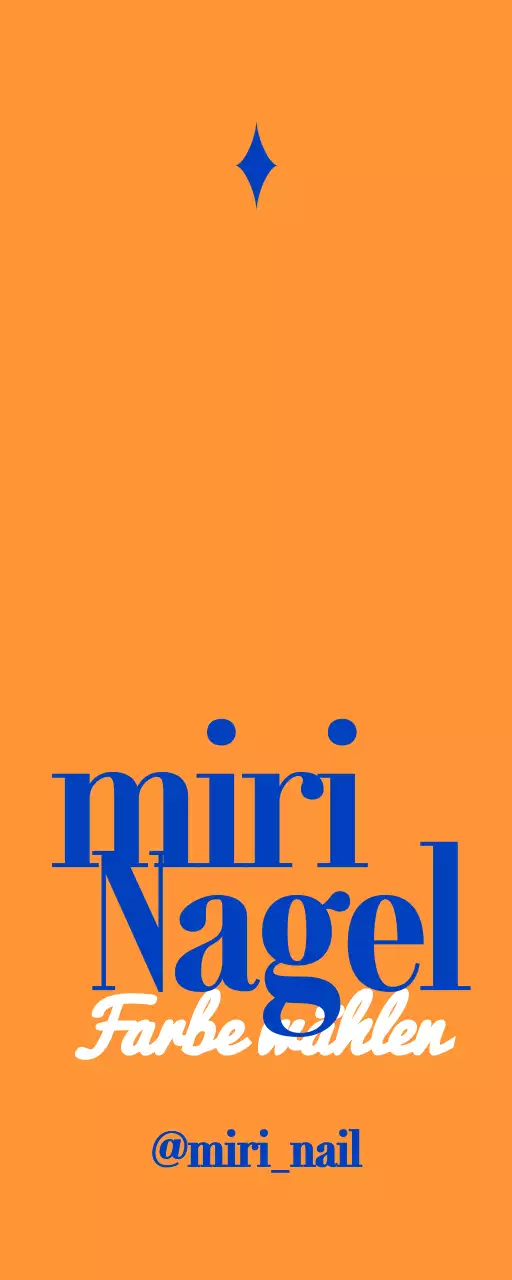 Nette Nail Art Shop Werbung mit blauem und orangem Text