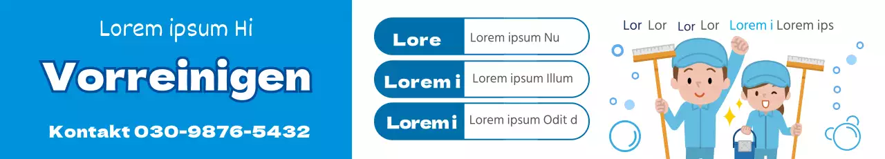 Niedlicher Reinigungsservice mit blauer Illustration
