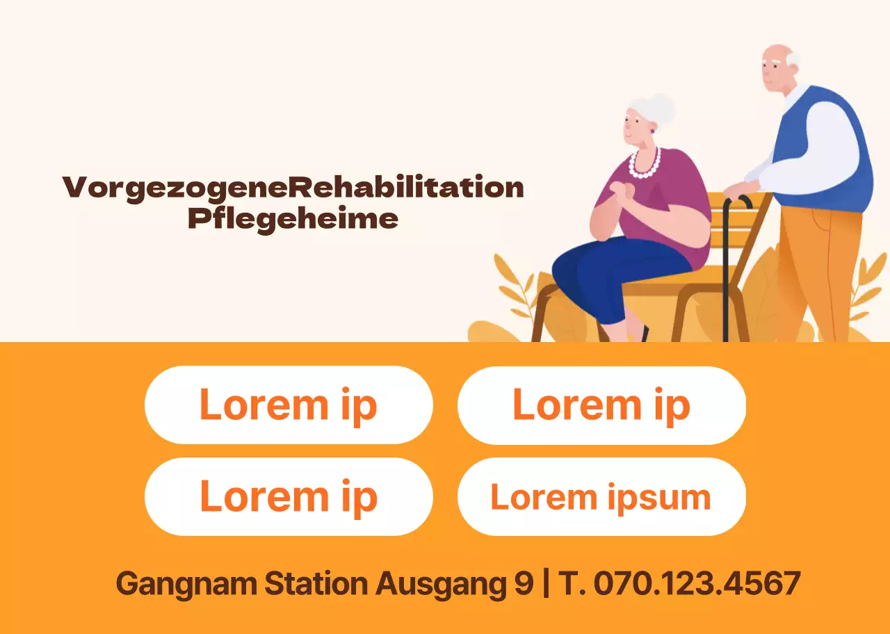 Orangefarbene warme Illustration eines Seniorenheims