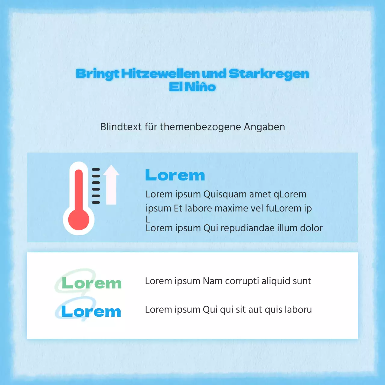 Ein einfaches und niedliches Konzept in Blau für die Klimainformationssäule