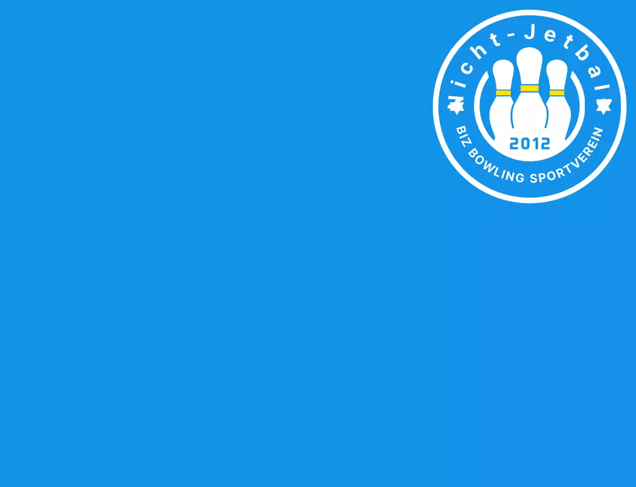 Eine saubere Bowling-Illustration und ein Emblem-Logo in Hellblau, Weiß und Gelb für einen Bowling-Sportverein.