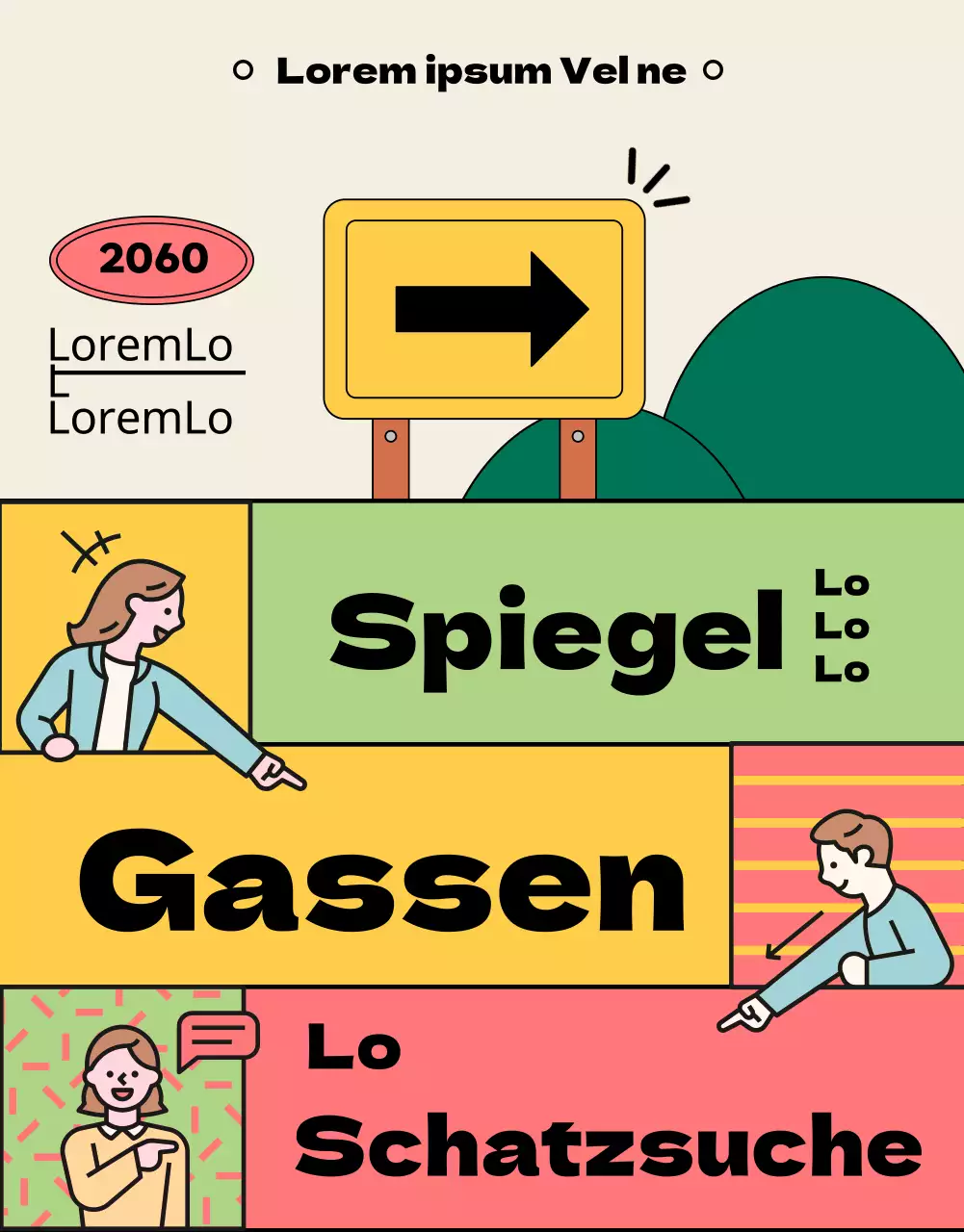 Gelbes und rosafarbenes geteiltes Layout Leitfaden für die Teilnahme an lokalen kulturellen Touren