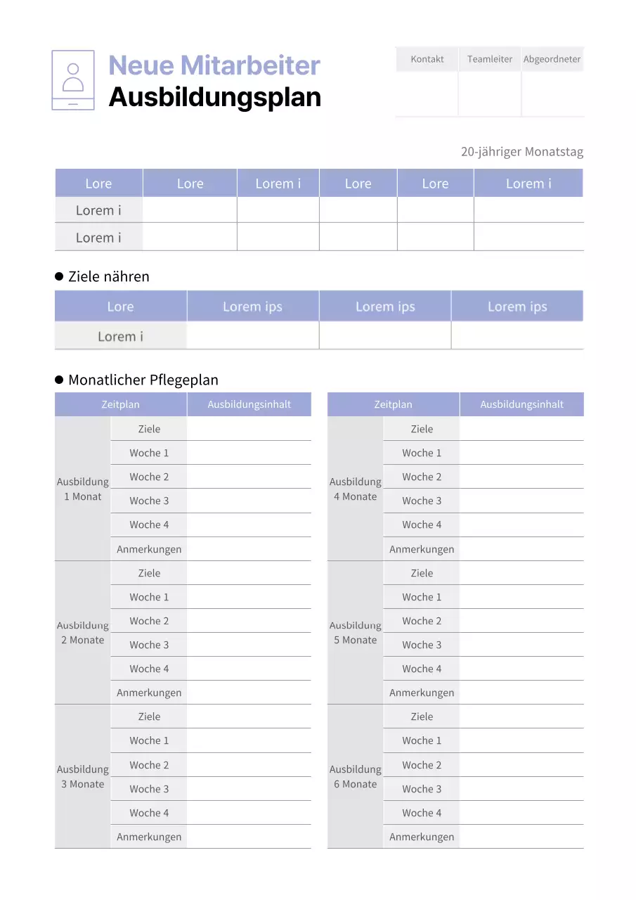 Ausbildungsplan für neue Mitarbeiter OJT Ausbildung am Arbeitsplatz Talententwicklung