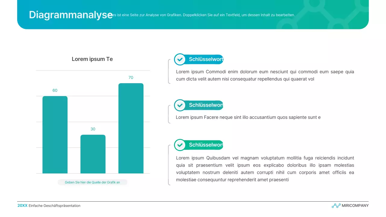 Einfache Geschäftspräsentation mit Farbverlauf in Hellblau und Grün