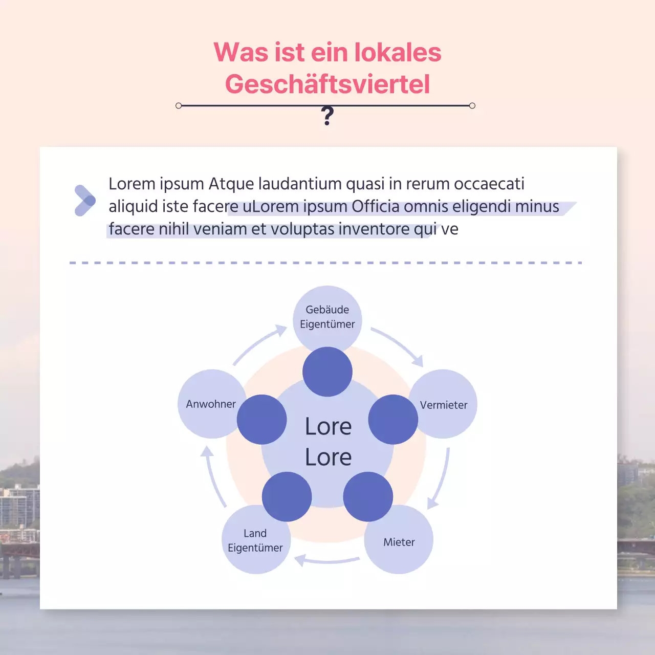 Modernes lokales Handelsrecht erklärt in rosa und blau