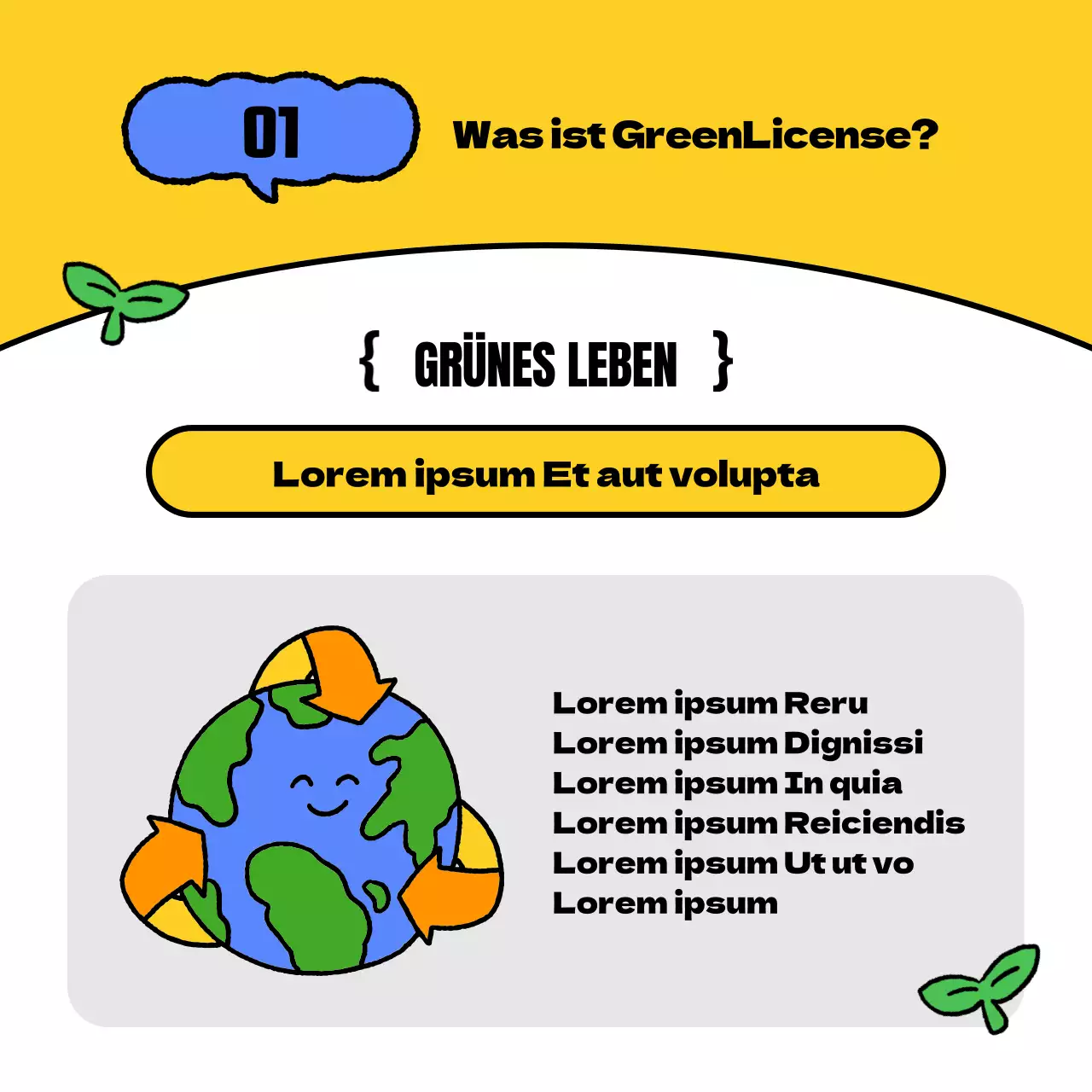 Gelb-Blau Niedlich und umweltfreundlich Werben Sie für die Green Life-Kampagne