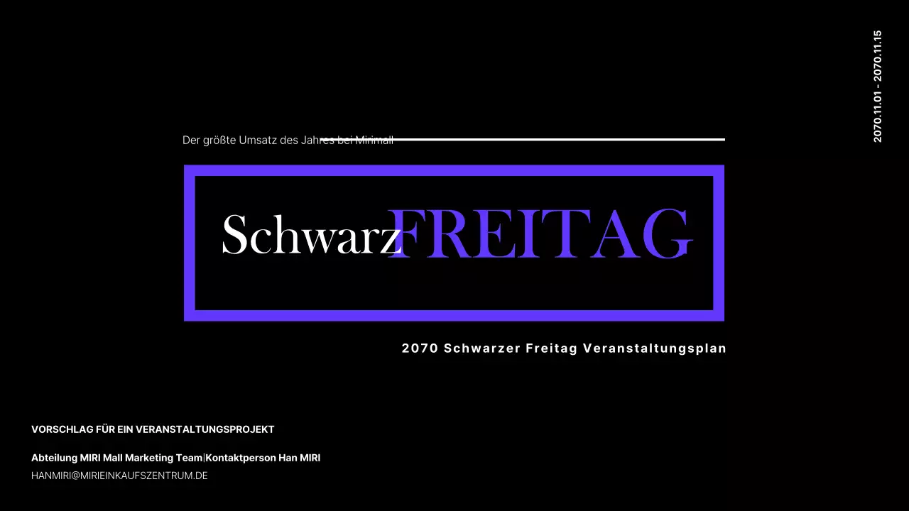 Eventplaner für den schwarzen Freitag im Einkaufszentrum in Schwarz und Lila