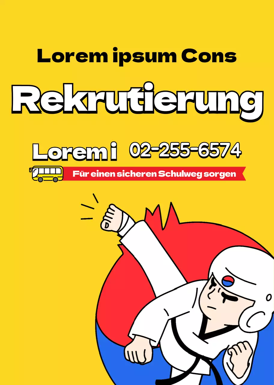 Gelbe Illustration zur Förderung der Taekwondo-Schule