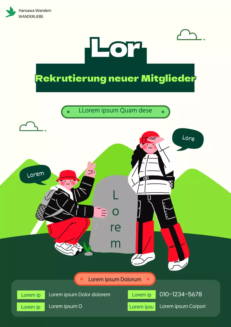 Green MZ Generation Illustration Ankündigung der Rekrutierung neuer Mitglieder