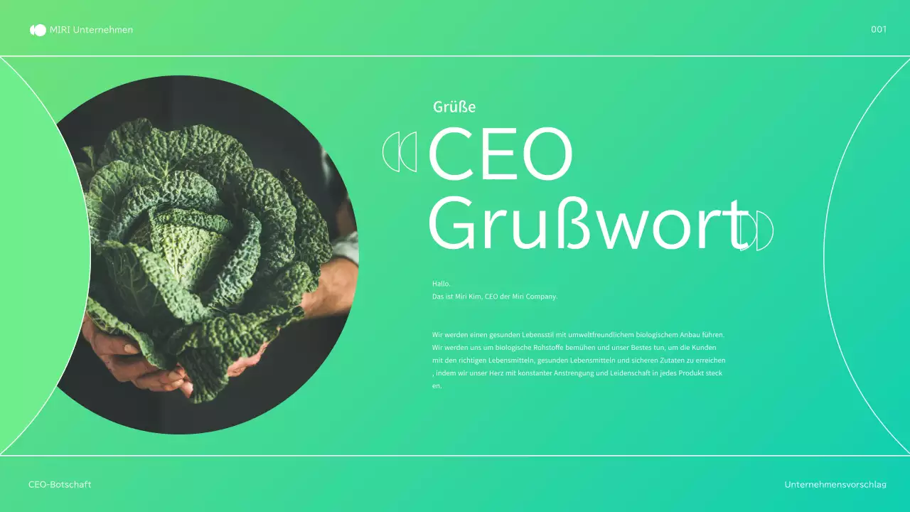 Unternehmensprofil "Grüne, natürliche Landwirtschaft