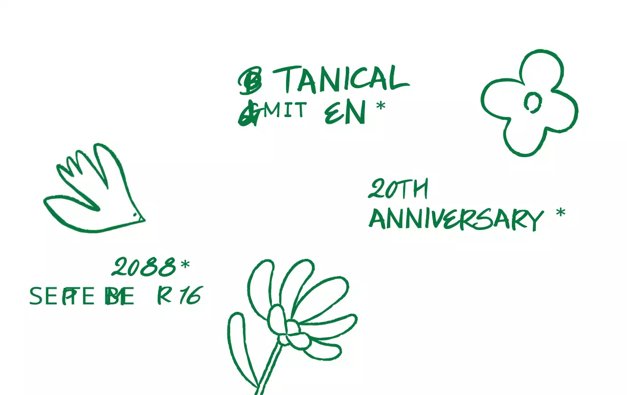 Ein einfaches botanisches Gartenfest, grün und handgezeichnet