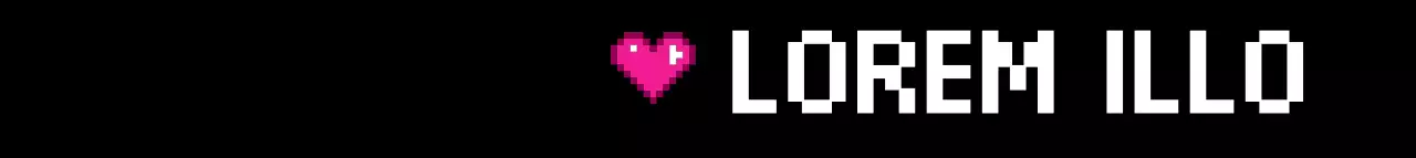 Pixelkonzept, das das englische Logo in Rosa und Schwarz hervorhebt