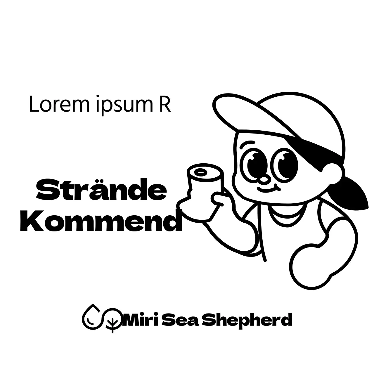 Eine Kombination aus knuddeligen Figuren und Text. Gestaltet, um ehrenamtliche Aktivitäten von Meeresschutzorganisationen zu fördern und zu informieren.