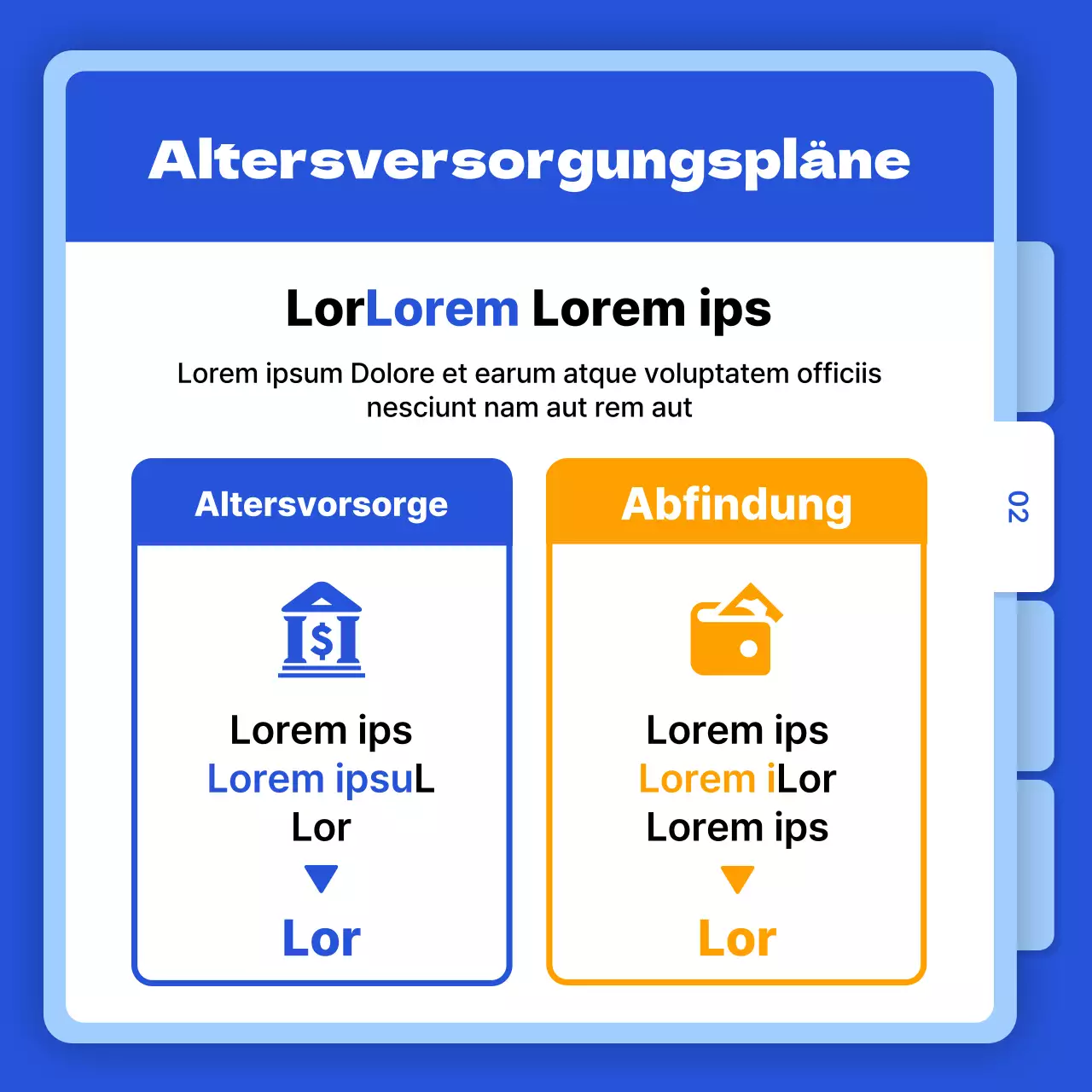Superannuation finance cardnews mit blauem Ordner Thema