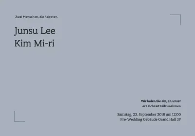 Hochzeitspostkartenumschlag mit einfachem Linienrahmen und hochzeitsbezogenem Text