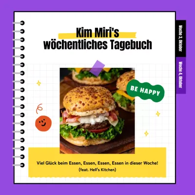 Bunte Wochenkalendervorlage in Lila und Gelb