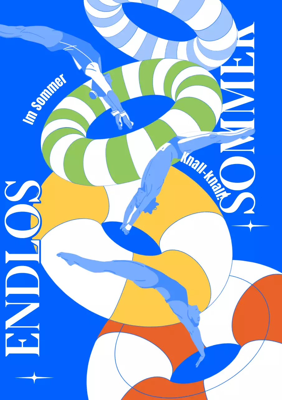 Cool Sommer Illustration Kunstwerk mit blauem Hintergrund