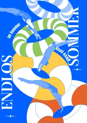 Cool Sommer Illustration Kunstwerk mit blauem Hintergrund