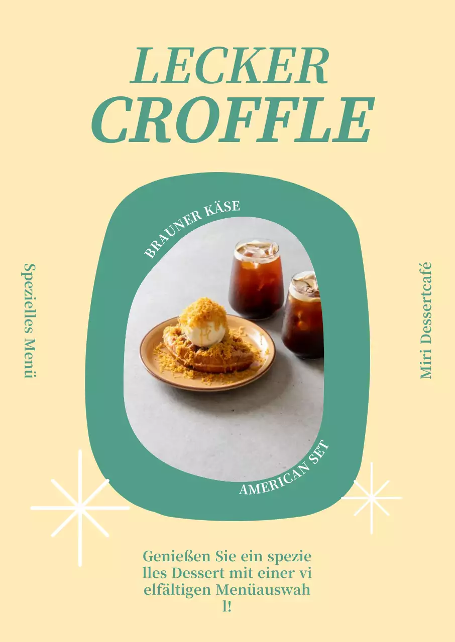 Poster mit einem Bild einer Speisekarte in einer Minzform