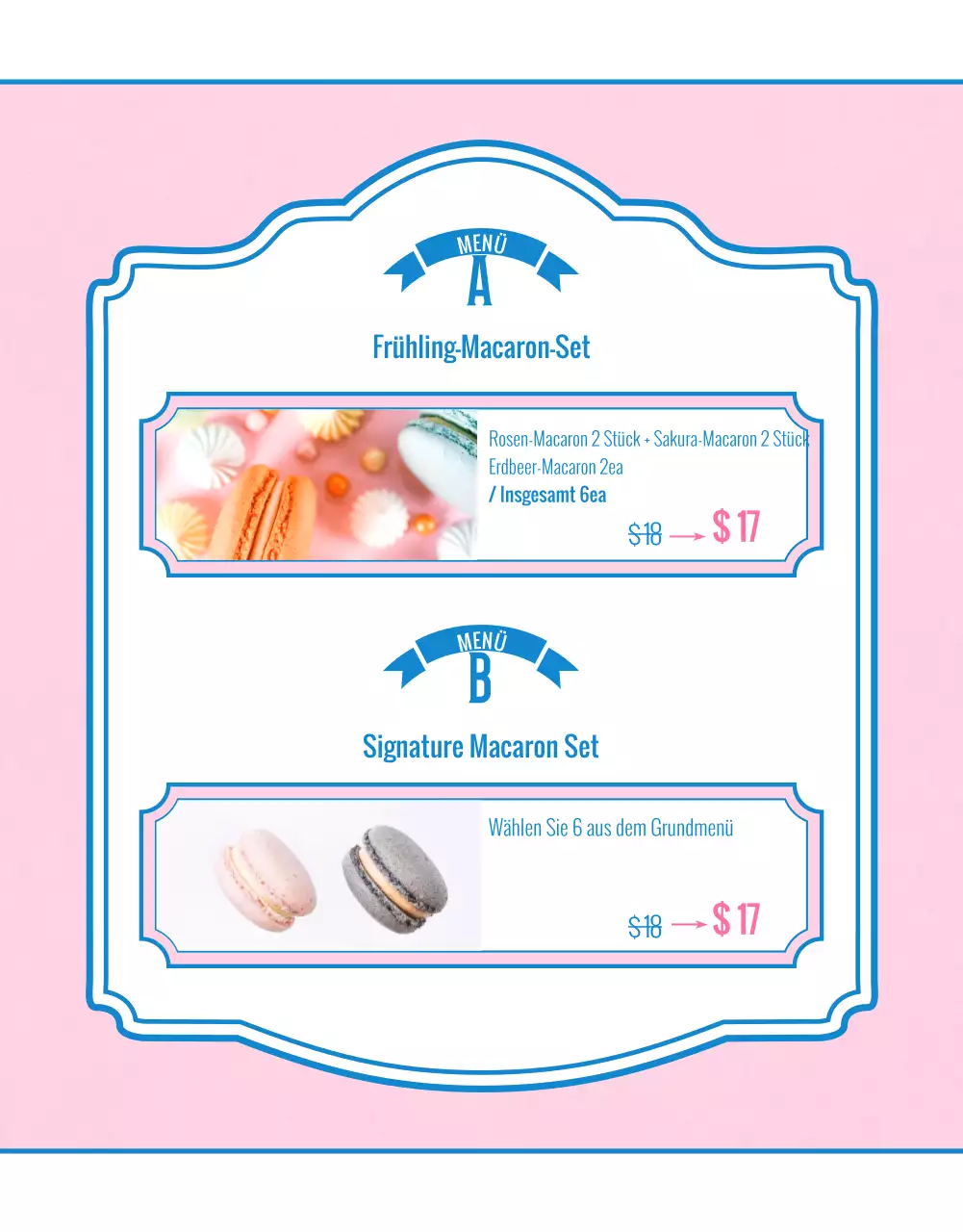 Verkaufen Makronen mit rosa, Vintage-Dekorationen