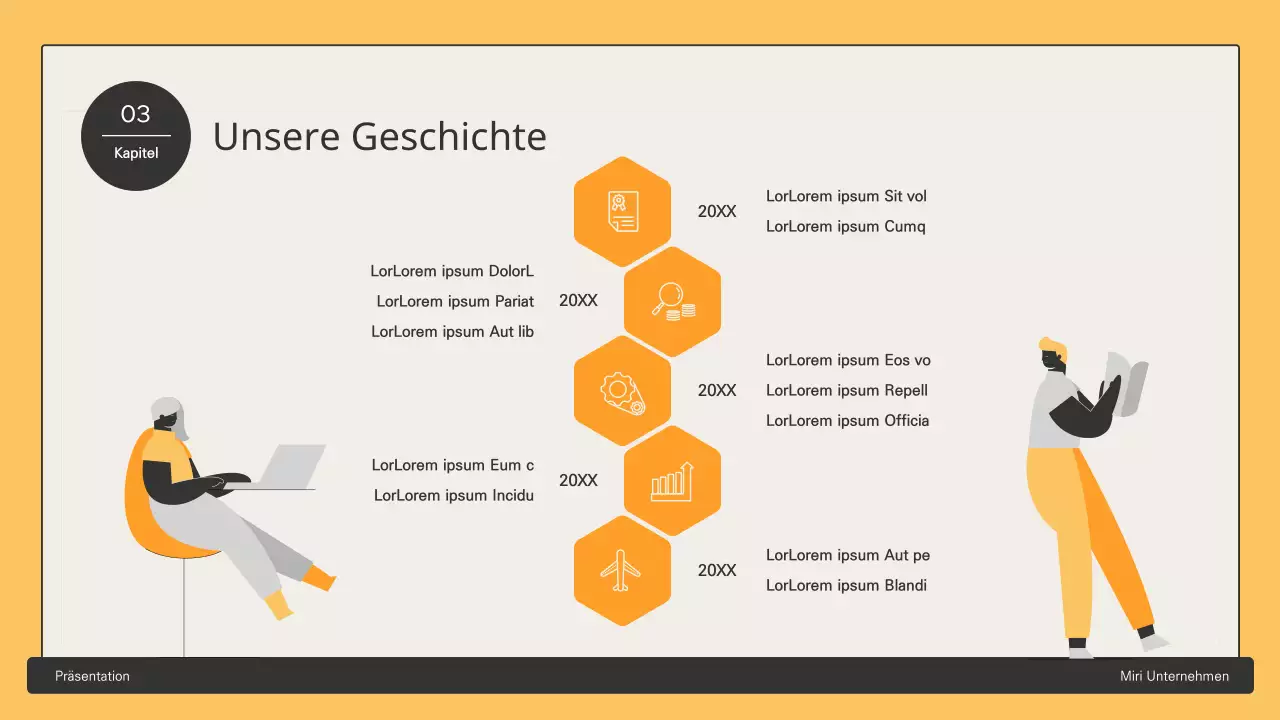 Geschäftsvorschlag mit gelben sechseckigen Elementen