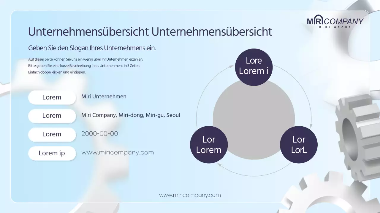 Geschäftsplan mit 3D-Zahnrädern in Blautönen