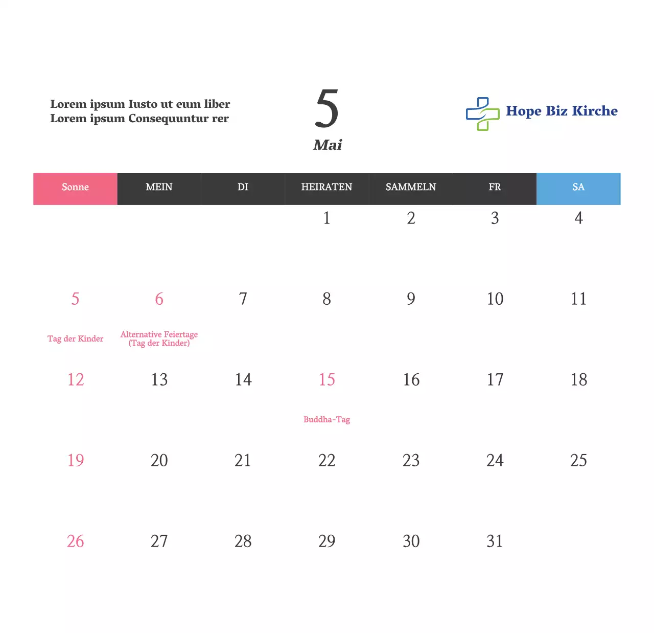 Einfacher Bibelvers-Kirchen-Tischkalender