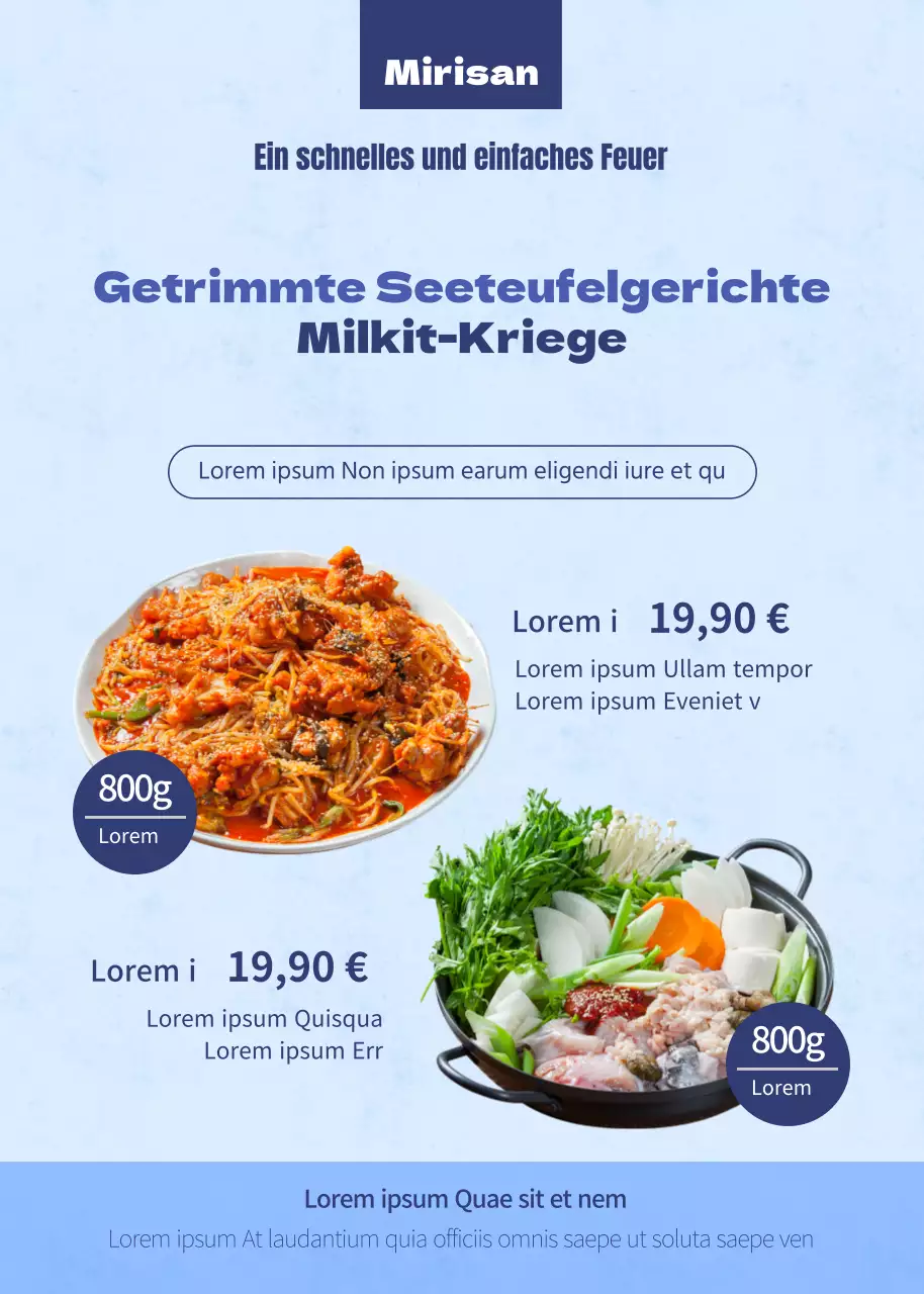 Blau getönter getrimmter SeeteufelMahlzeitensetVorsaisonalVorsaisonal getrimmter Seeteufel gekühlt gefrorenes Mahlzeitenset